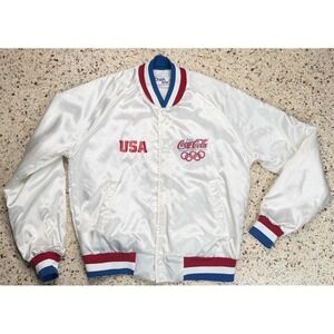 Chalk Line Vtg USA Coca Cola 1988 Olympic Games Satin Bomber Jacker Size Large